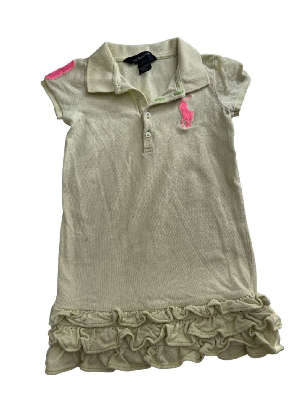 Ralph Lauren Girls Green Summer Ruffle Dress Kids Size 5 [jb]